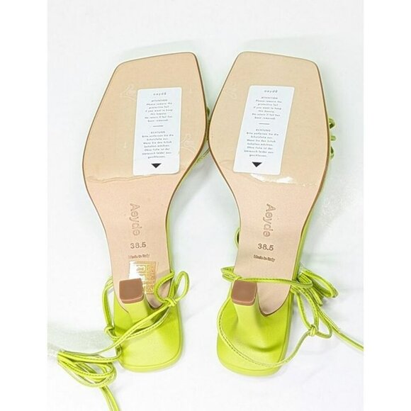 Aeyde Roda Women's Lace up Leather Sandals Apple Green Size 38.5 EU (MSRP $295) - Picture 10 of 11